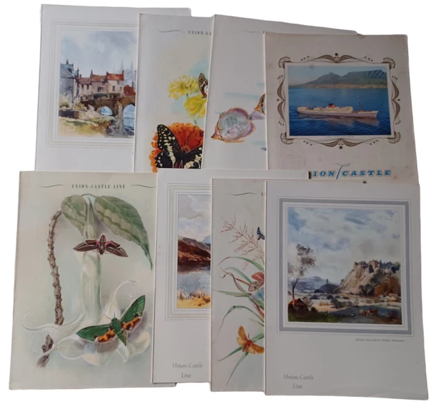 Job Lot 8x Vintage Union-Castle Line Ship Dinner Menus Ephemera Memorabilia