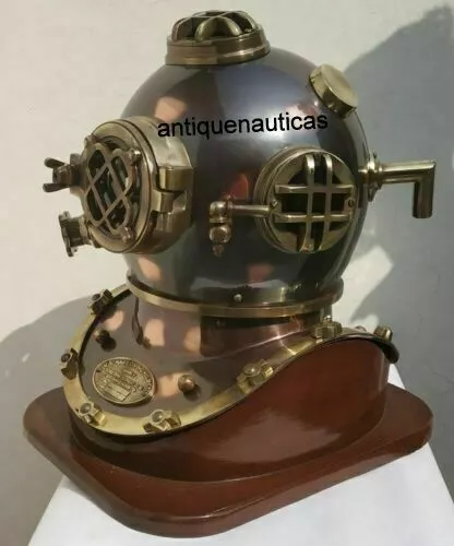 Casque de plongée Mark V de la marine américaine, finition Antique en...