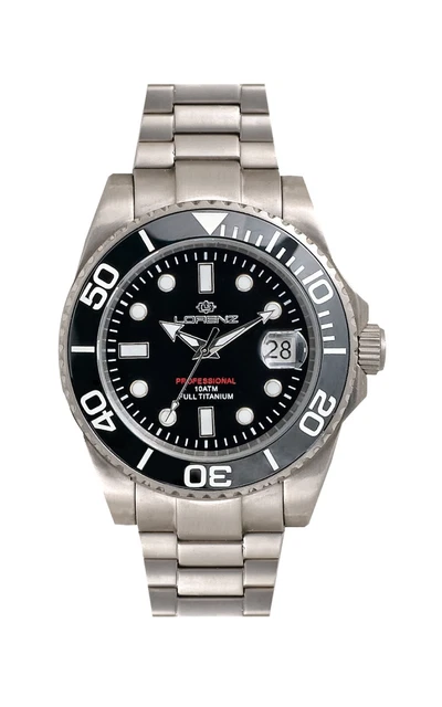 Orologio Full Titanium da Uomo Lorenz 030196AA Diver in Titanio Nero Sub 100 mt