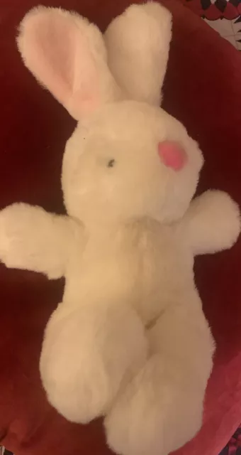 White Rabbit Plush Bunny Pink Ears Feet 19" Main Joy Ltd 2000 Stuffed Animal toy