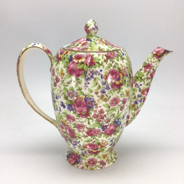 Vintage Royal Winton Chintz Coffee Pot Teapot Grimwades Summertime Perth Shape