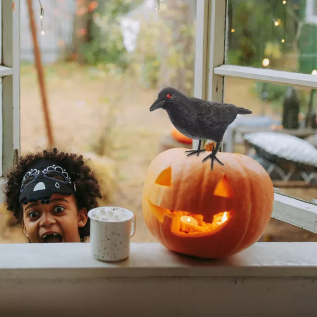 2pcs Black Life Liftor Crow Ornement DIY Spooky Crow Model Halloween Party Part 3