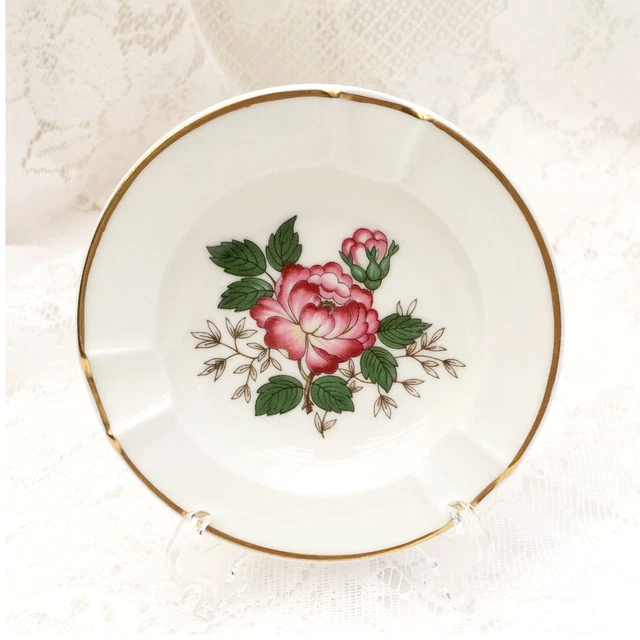 Vintage Wedgwood Charnwood WD3984 Ashtray Trinket Tray, Pink Rose Gold Trim