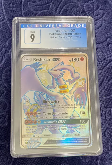 Carta Pokemon - Reshiram gx SV51/SV94 Shiny CGC  9 -Set destino  sfuggente - ITA