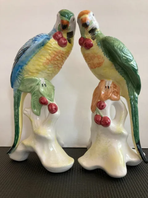 Chelsea House Pair Of Hand Painted Ceramic Parrots Made In Italy🌸