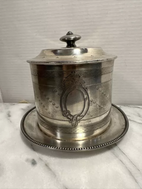 Antq Silverplate James Dixon & Sons Sheffield Biscuit Jar EPBM 1122 Hand Number