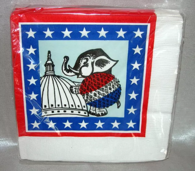 Vintage Republican Happy Elephant GOP Paper Napkins Luncheon Size