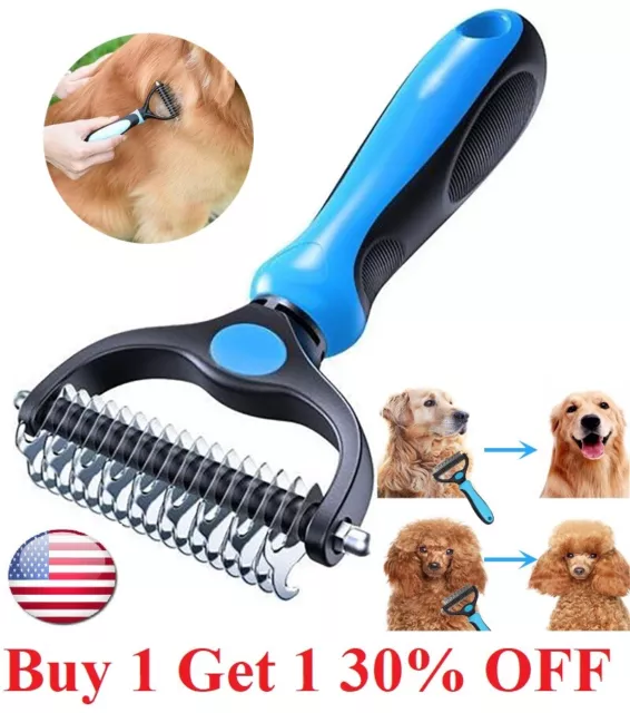 Pet Grooming Brush 2 Sided Undercoat Dog Cat Shedding Comb Tool Pets NEW