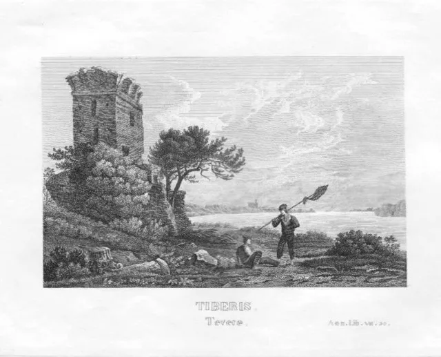 1840 - Tiber Rom Tevere Italia Italien Italy incisione Original Stahlstich