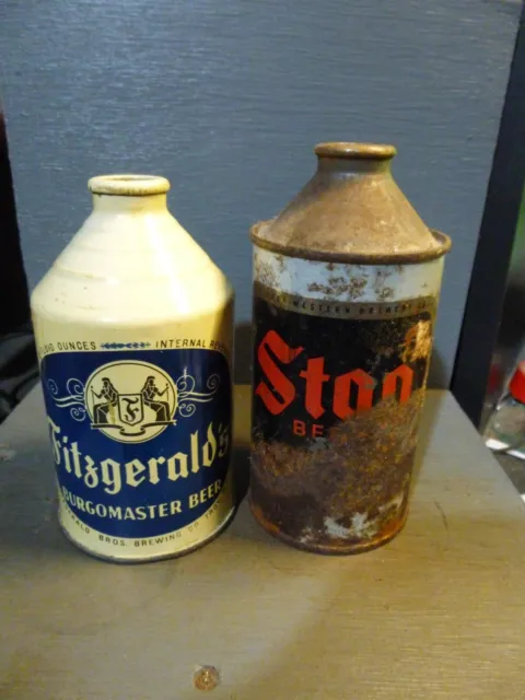 Fitzgerald Birgomaster & Stag Cone Top Beer Cans      -[Empty Cans, Read Desc.]-