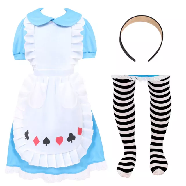Childs Alice Costume Dress Kids Girls School Book Week Character Fancy Dress