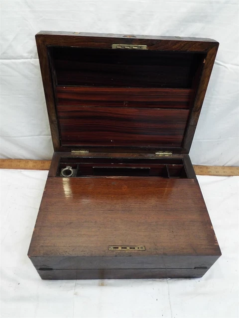 Antique Wooden Lap/Field Desk Writing Case Wood Box Tool Ornate Portable Writing