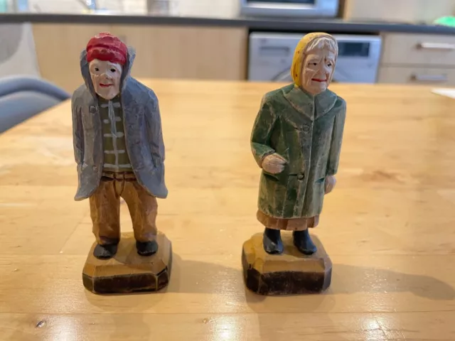 1936 Vintage wooden carved figures from Quebec, Canada