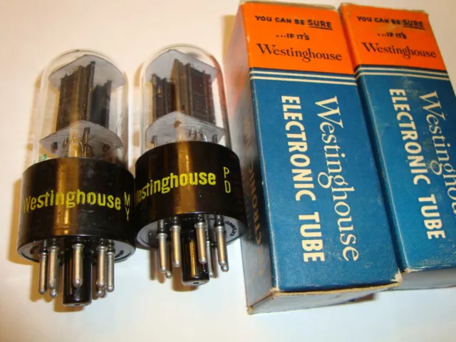 One  Pair of 6SN7GTB Tubes, RCA Canada For Westinghouse