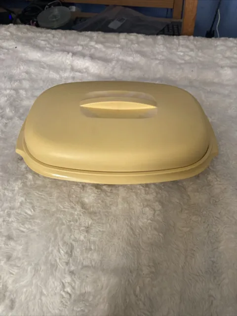 Vintage Tupperware Oval 4 Piece Microwave Steamer 1273-1 1275-4 1274-0 Gold EUC