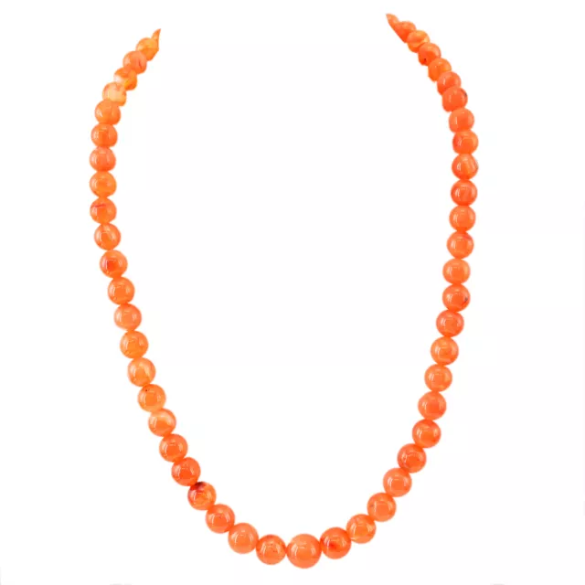 Beautiful Elegant 320.00 Cts Natural Rich Orange Onyx Beads Necklace Strand