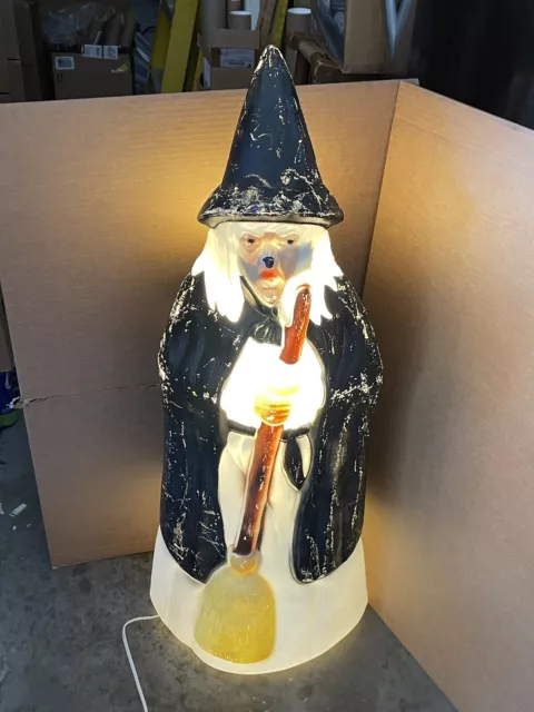 Original 40” Halloween Witch Plastic Blow Mold Light Up Yard Decor Empire Creepy