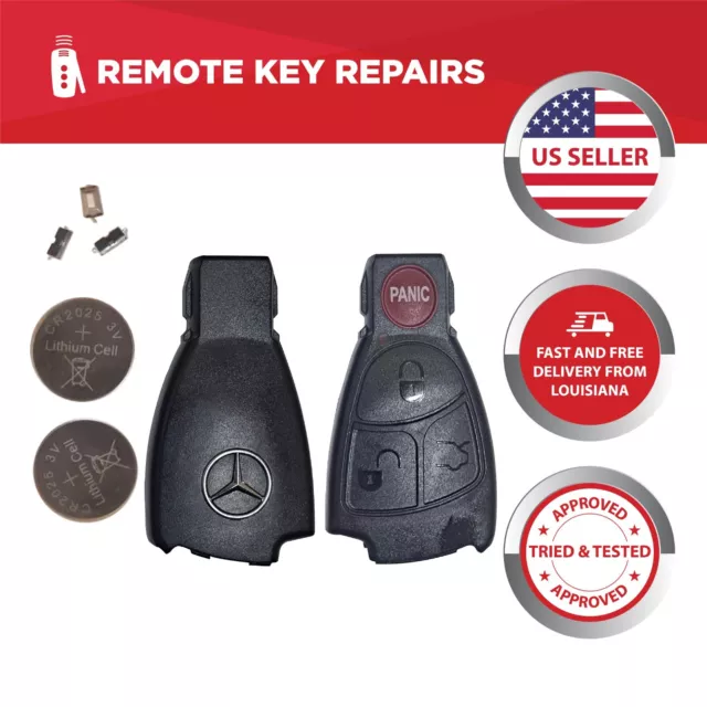Mercedes Key Fob Case Shell Replacement | 4-Button Smart Remote Replacement