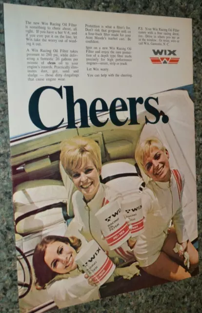 ★★1968 Wix Racing Oil Filter "Cheers" Original Advertisement Ad 68 Union 68 Oil
