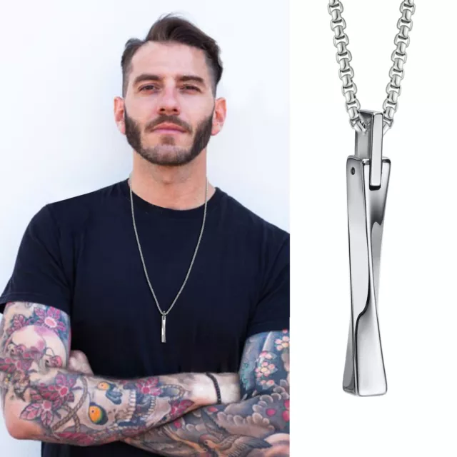 Minimalist Tungsten Carbide Mobius Bar Necklaces Men Pendant Jewelry Minimalist Tungsten Carbide Mobius Bar Necklaces Men Pendant Jewelry