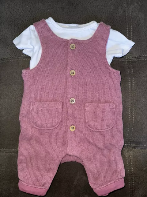 Baby Girl Set. 2 Piece . BNWOT Overalls And Bodysuit Size 0000