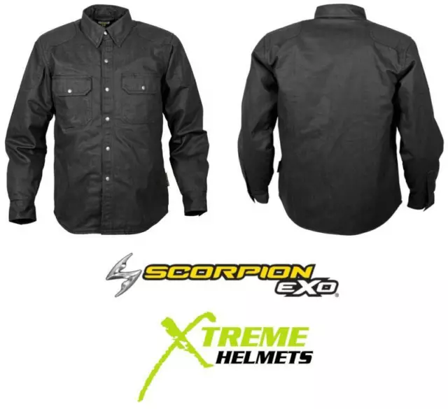 Scorpion Covert Waxed Riding Shirt Dupont Kevlar Lining with Armor Pockets S-4XL