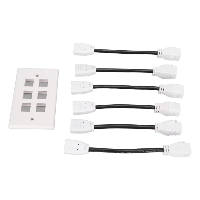 Outlet Cover Plate High Speed Pigtail Cable 6 Ports 4K Support 4K 3D ARC Plug