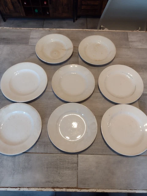 Lot 8 anciennes assiettes plates blanches Digoin Choisy-le-Roi Salins XIXÈME