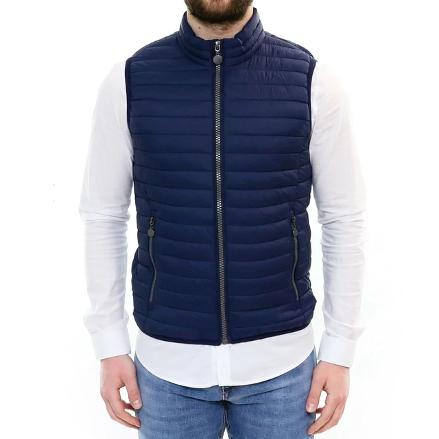 Giubbotto Uomo Smanicato Primaverile Piumino Blu Giubbino Senza Maniche Giacca