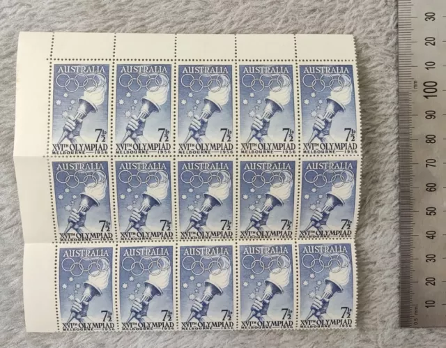 1956 Melbourne OLYMPIC GAMES Australian Stamp's BLUE | BLOCK of 15 🔥FREE POST