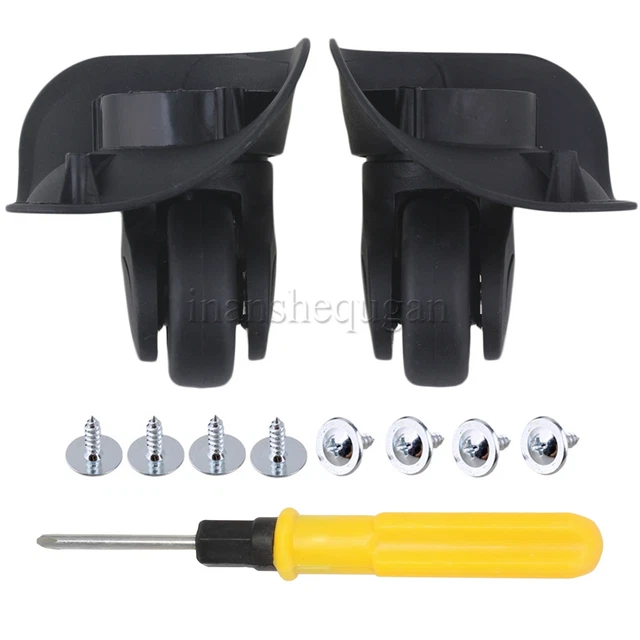 2x Black Luggage Wheel Plastic Swivel Caster Wheels for Luggage Suitcase Trolley
