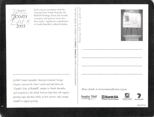 S0090 Australia BankSA 2003 Icon Goyder's Line postcard 2