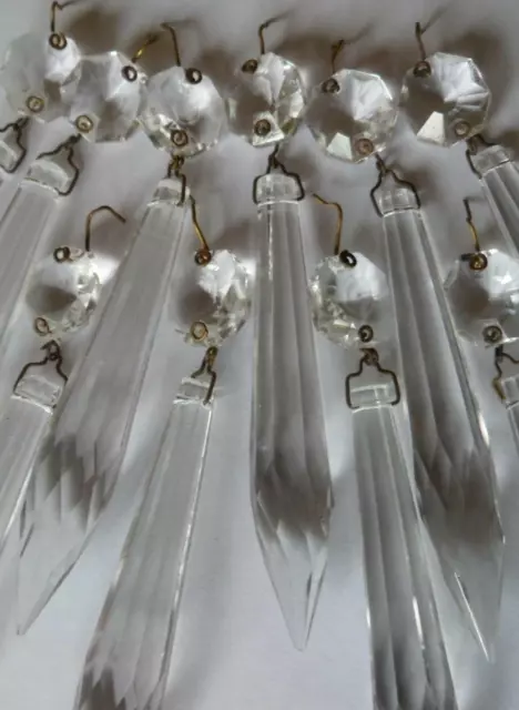 5x Vintage Facet Cut Glass Crystal Icicle Chandelier Drops Spare Part Xmas Decos