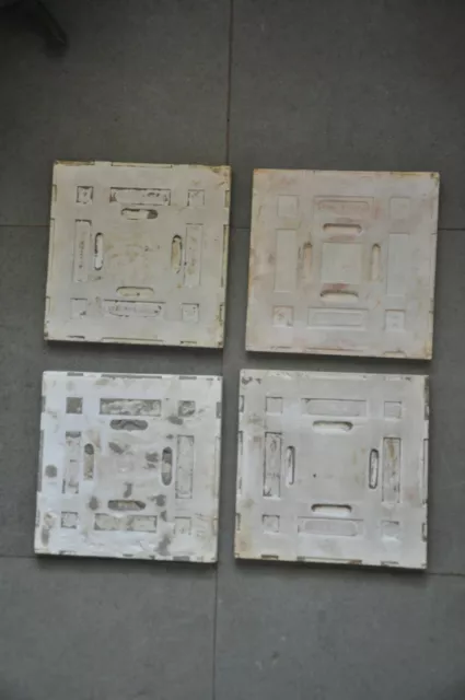 4 Pc Vintage Majolica H&R Floral Decorative Art Ceramic Tiles , Japan 7