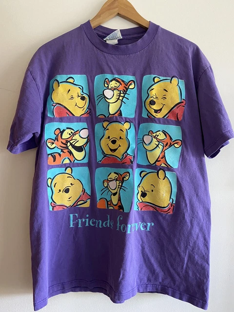 VINTAGE DISNEY POOH And Tigger Friends Forever Purple Tshirt Made In 