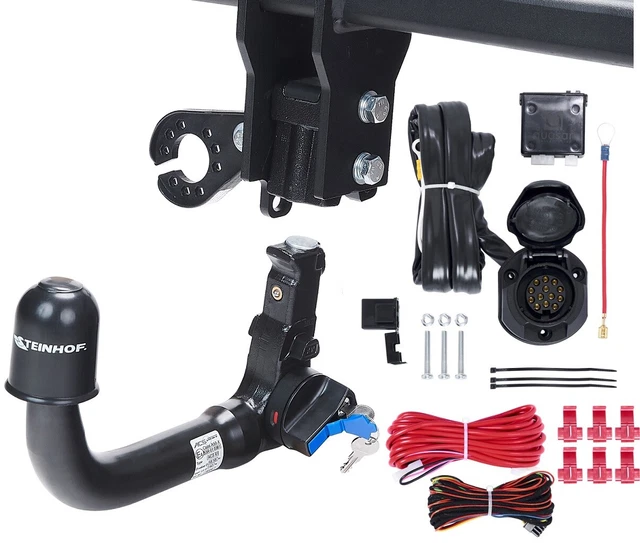 STEINHOF Gancio Di Traino Fisso Per Fiat 500L (2012-2017) Con Kit Elettrico Universale 7-Poli - Omologato - 4
