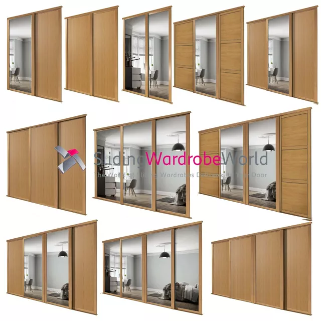 SpacePro 'Shaker' OAK & Mirror - Sliding Wardrobe Door Kits & tracks (All sizes)