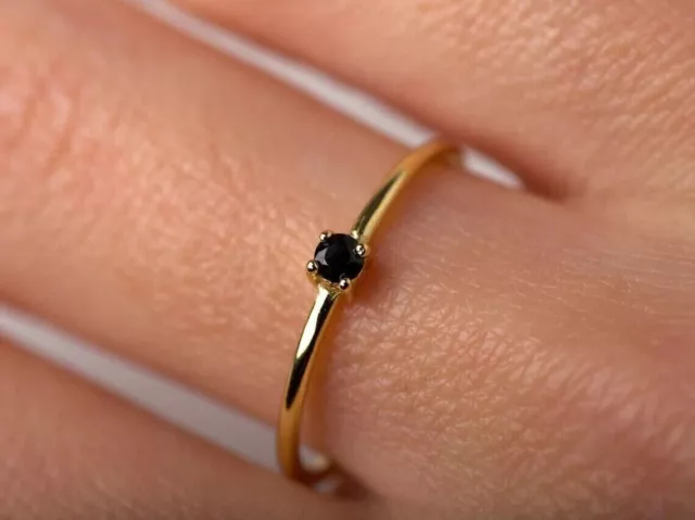 0.50 Ct Round Cut Simulated Black Diamond 14K Yellow Gold Plated Solitaire Ring