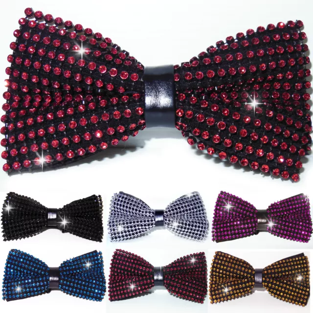 PAPILLON Nero Rosso Borgogna STRASS BRILLANTE cerimonia uomo donna papion D0415