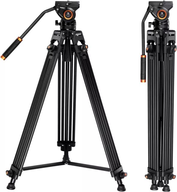 K&F Concept 184cm Videostativ Heavy Duty Tripod Hochleistungs Stativ Fluid Head 3