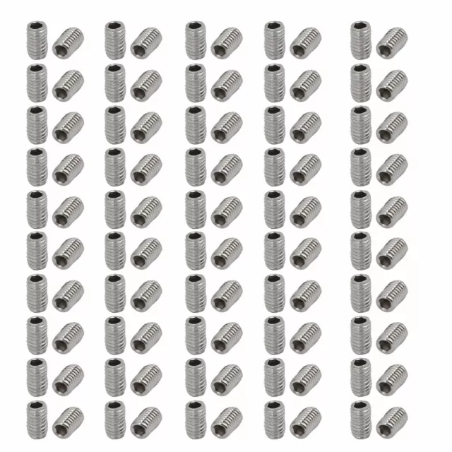 100 Pcs M3 x 5mm 304 Stainless Steel Hex Socket Drive Flat Point Grub Screw