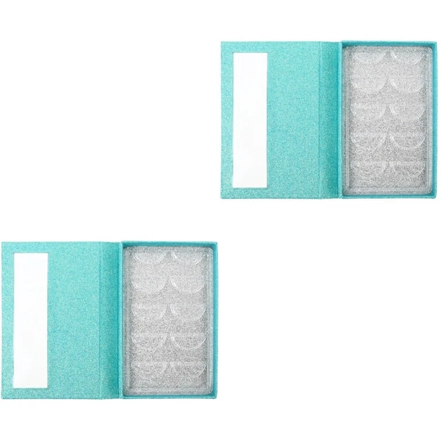 2 PCS Eyelash Storage Box Eyelash Book Organizer Round Tray Flash