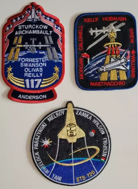 3 Patches Raumfahrt NASA STS 117, 118, 120, Aufnäher Sticker Astronauten