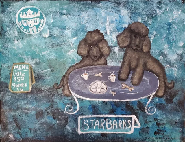 Irish Water Spaniel at Starbarks Dog Pop Art Print 4 x 6 Signed by Artist KSams