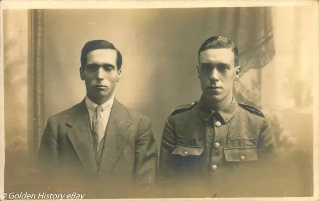 Antique Military Army Soldiers Real Photo Rppc Unposted Brothers Studio Shot