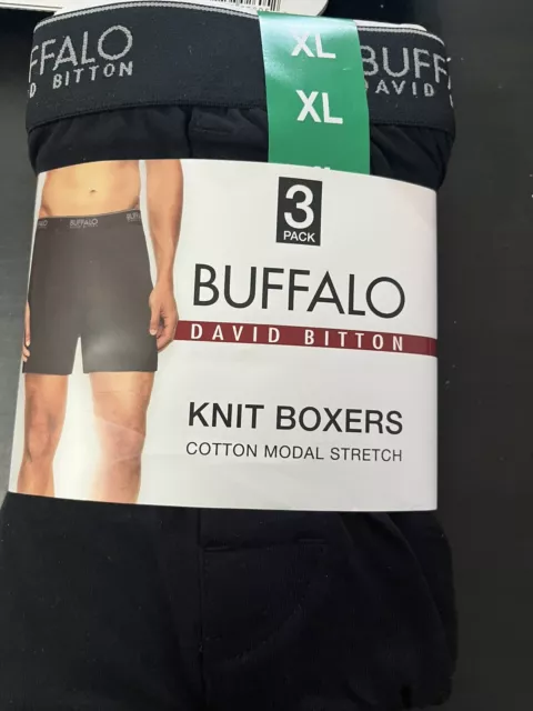 BUFFALO DAVID BITTON Knit Boxers Men XL Black Cotton Modal Stretch Fabric 6  Pair $26.95 - PicClick