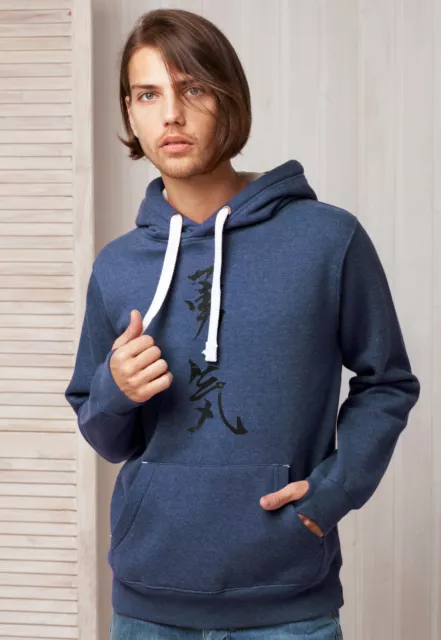 JAPANESE HOODIE COURAGE Japan Calligraphy Jumper Thumb Hole Hoody Sweater Mens 39.99 PicClick UK