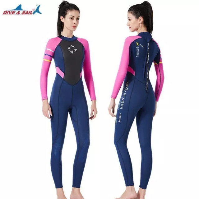 Women Diving Suit Full Body Slim Wetsuit One Piece Swimming Bodysuit Long Sleeve