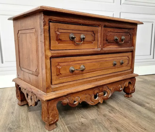 Vintage Small Wood French Louis XV Style Italian Carved Commode Chest Miniature