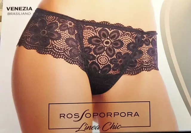 slip brasiliano ROSSOPORPORA pizzo elastico LINEA CHIC HOT NERO Tg 5 art VENEZIA